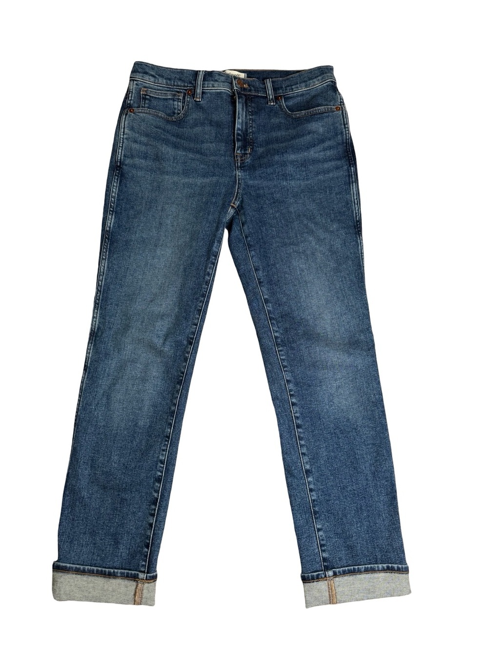Madewell Cuffed Mid-Rise Stovepipe Strait Leg Jeans Sz. 30